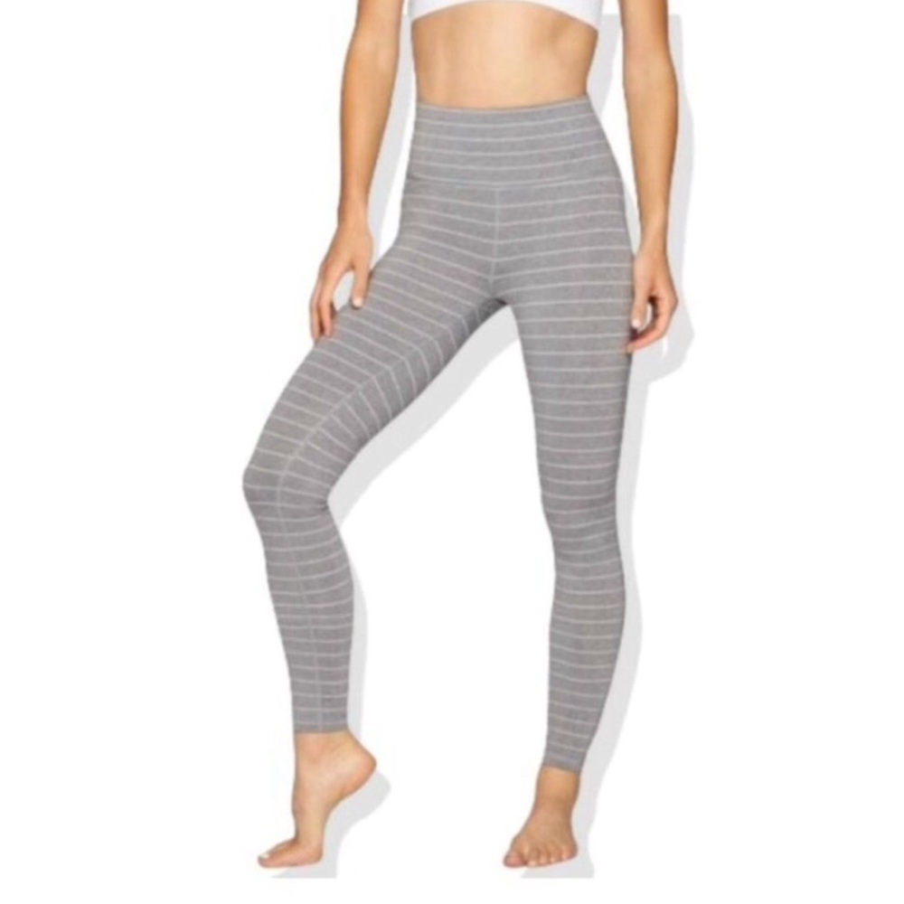 Athleta Chaturanga Gray Stripe High Rise Leggings
